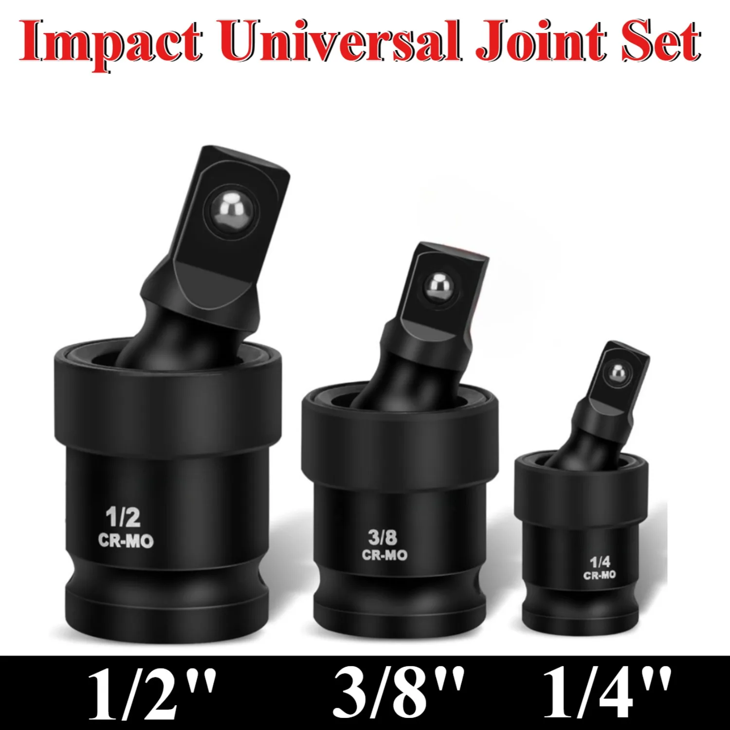 ชุดข้อต่ออเนกประสงค์แบบลมสำหรับปืนลม ข้อต่อหมุนได้ 360 องศา ชุดต่อขยายข้อต่อสำหรับประแจไฟฟ้า ขนาด 1/2 นิ้ว 3/8 นิ้ว 1/ 1