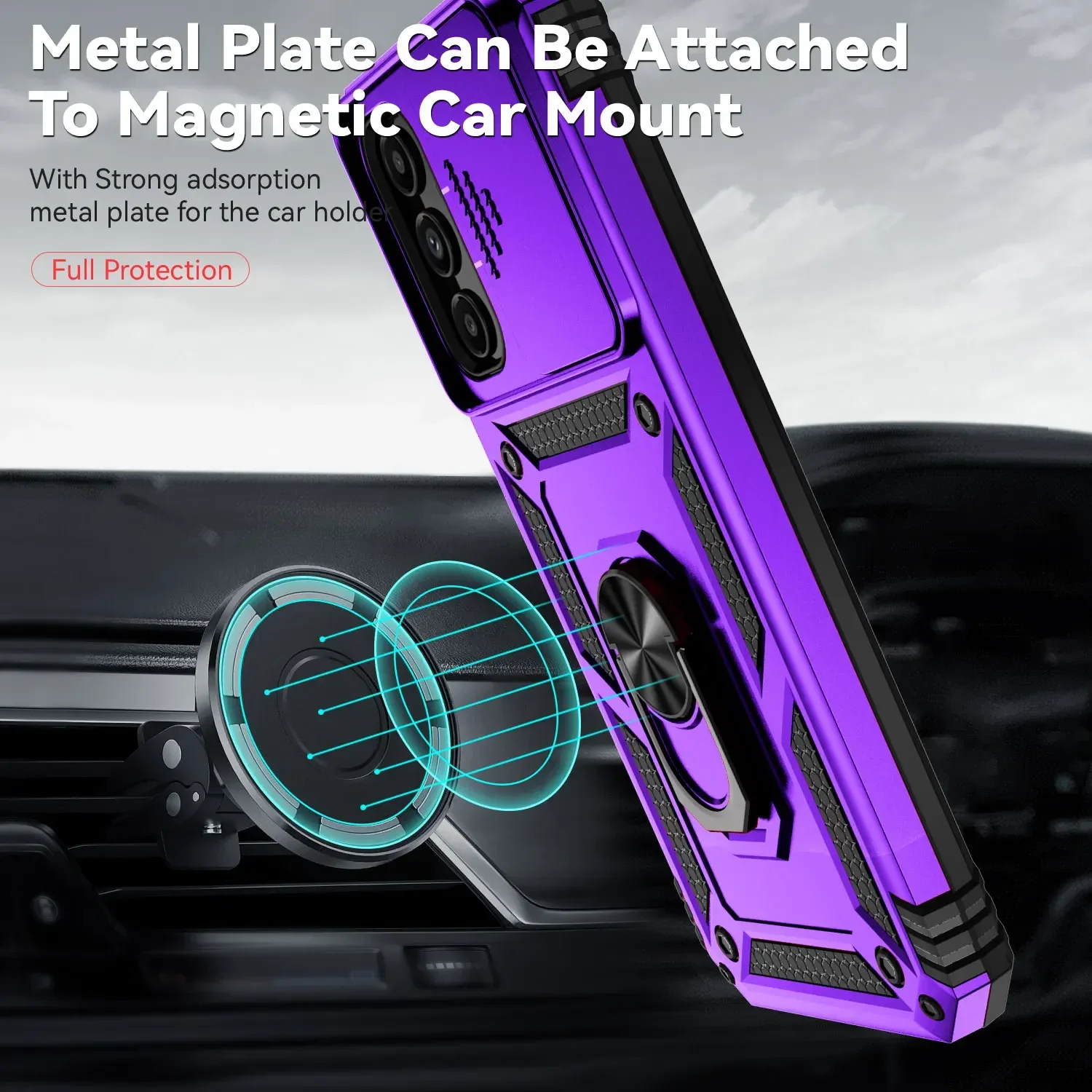Ring Holder Shockproof Armor Phone Case with Airbag Protection