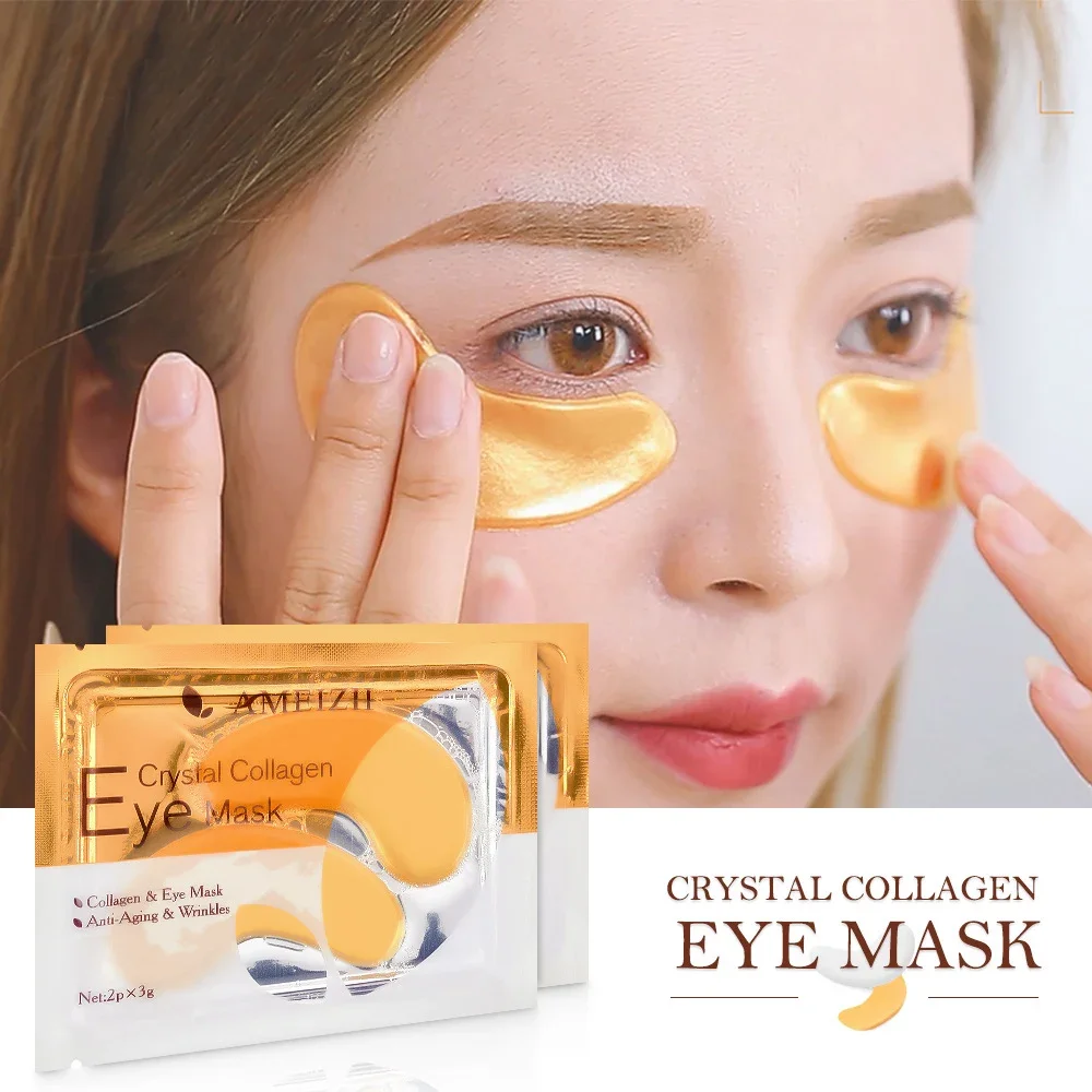 2Pcs=1Pair 24K Gold Crystal Collagen Eye Mask Eye Patches Dark Circles Remover Anti-Aging Wrinkle Eye Care Gel Eye Pads