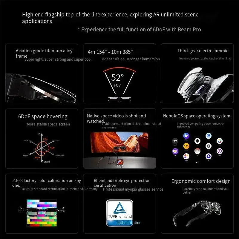 In Stock XREAL Air 2 Ultra Smart AR Glasses 6 DoF 52 Fov 4K 3D HD 385'' Space Giant Screen Private Cinema 1080p View Glasses