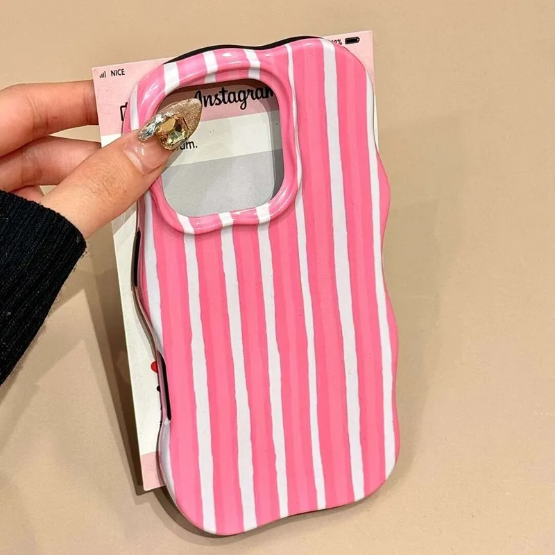 Vibrant Striped Glossy Wave Dual-Color Phone Case