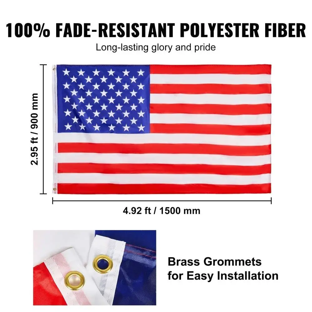 20FT Detachable Flagpole Kit Heavy Duty Aluminum Flag Pole American Silver