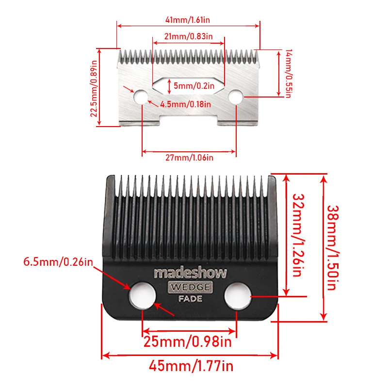 Kulilang R77F Professional Hair Clipper Replacement Original Wedge Fade Blades Apply to Kulilang R66 R77F and Madeshow M5(F) M10 3