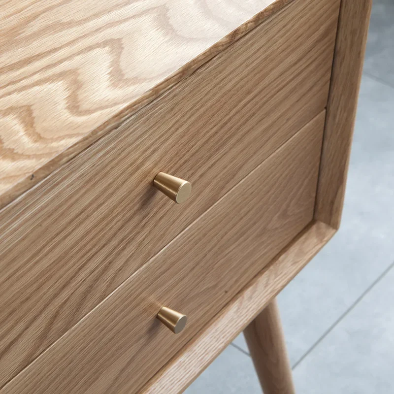 Nordic Solid Wood Bedside Table Cherry Wood Bedroom Small Locker With Drawers Chest White Oak Bedside Table Log Color