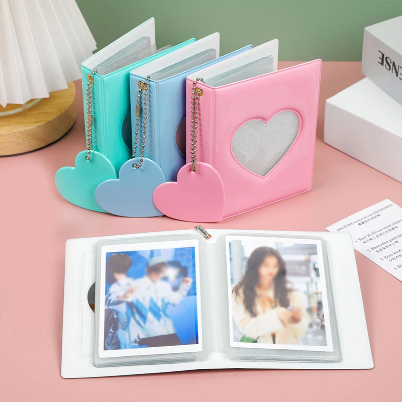 3 inch Photocard Holder Heart Love Hollow Photo Album 32 Pockets Photos Album Mini Instax Pictures Storage Bag Collect Book