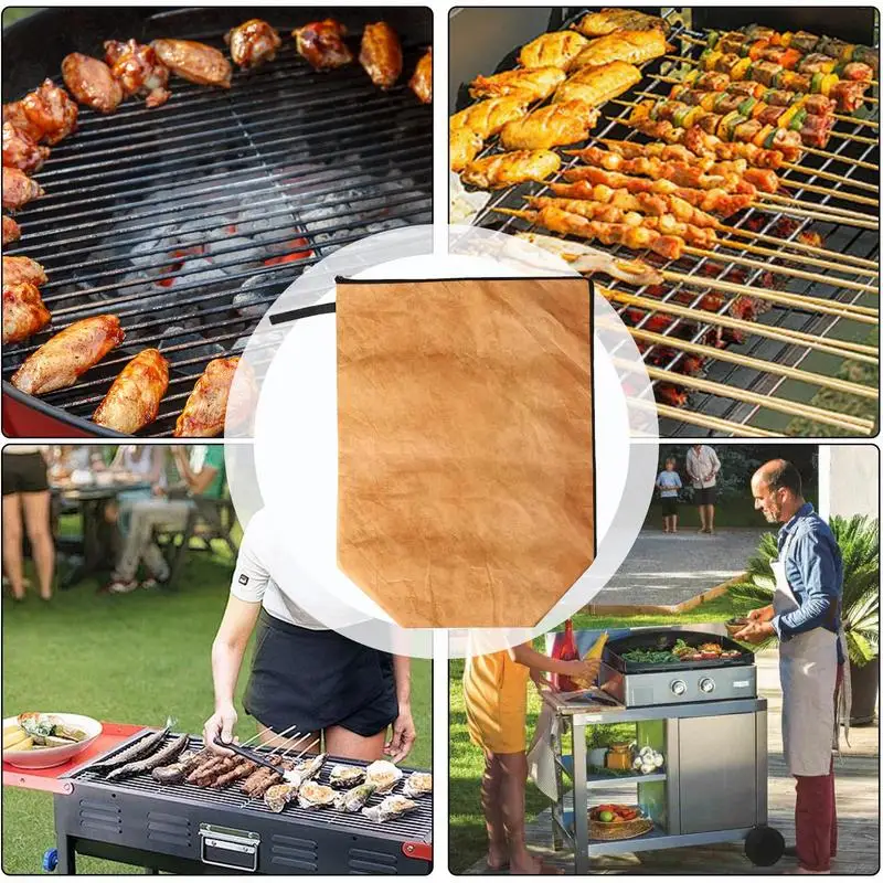 BBQ Meat Blanket Insulated Reusable Snack Bag Zipper Folding Pouch High Capacity For Camping Food Outdoor Activities