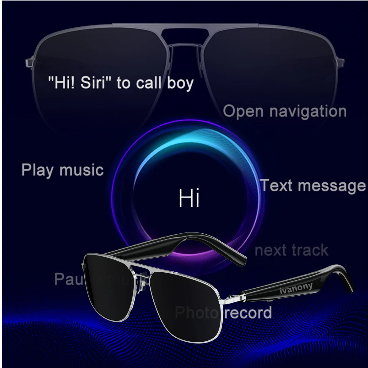 Smartglasses AI Translator Answer Call Voice Assistant Remote Camera Artificial Intelligence UV Protect Smart Glasses for Man