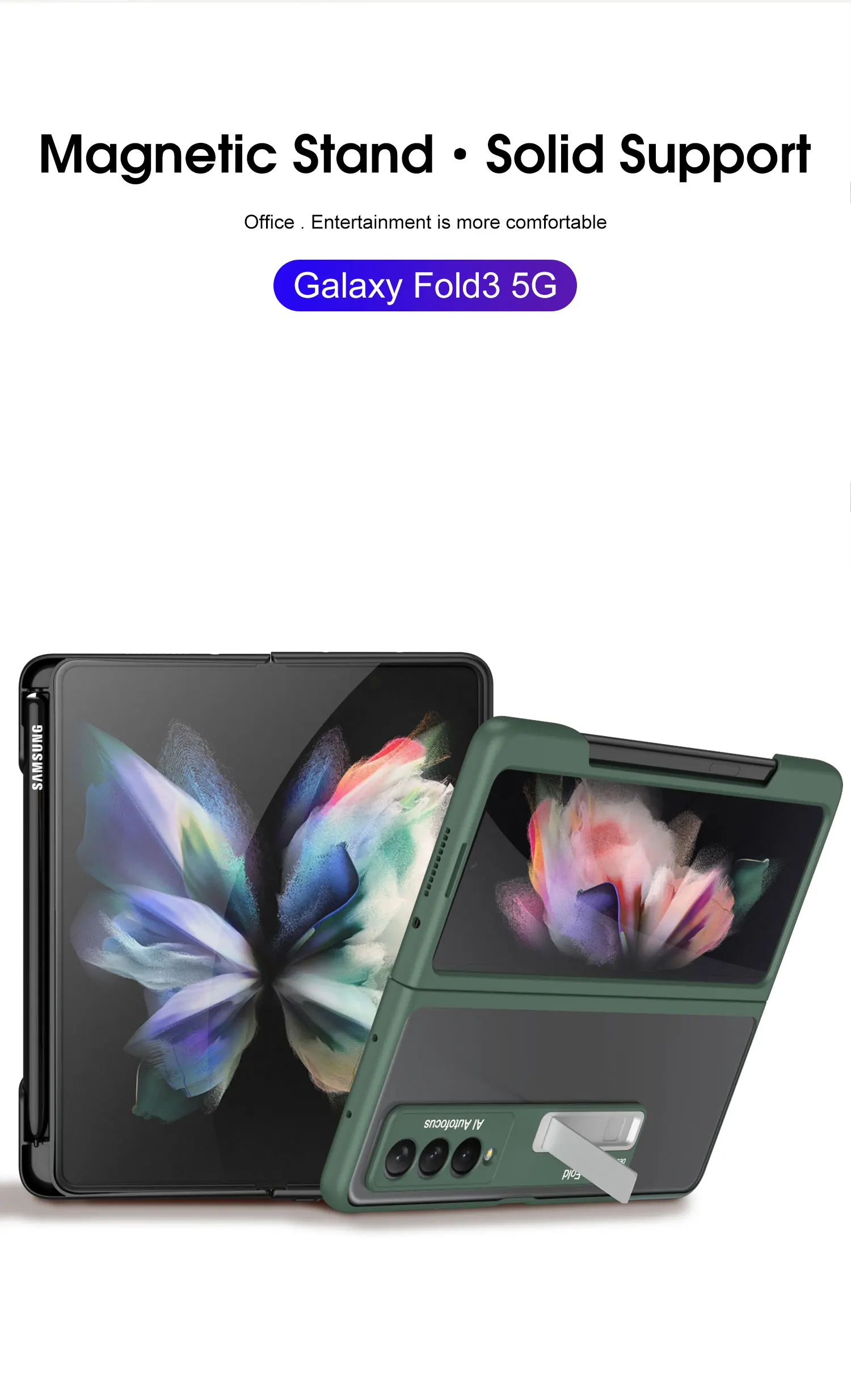 samsung flip cover Translucent Matte Stander Case Cover For Samsung Galaxy Z Fold 3 5G Ultra-thin TPU Frame Hard Back Phone Case For Galaxy Z Fold3 waterproof cell phone pouch