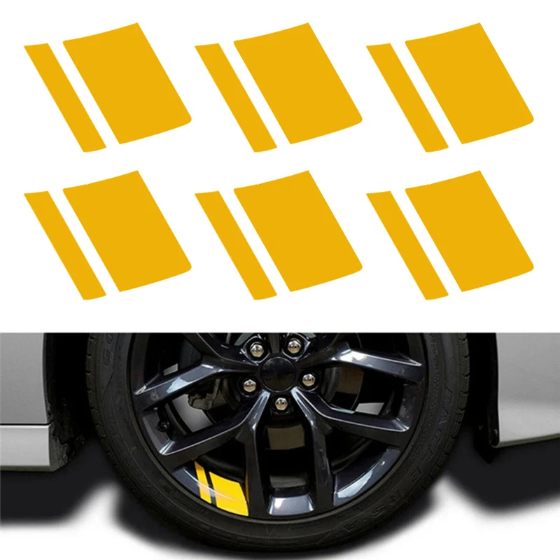 Reflective Car Wheel Hub Rim Decal Stripes - Set of 6
