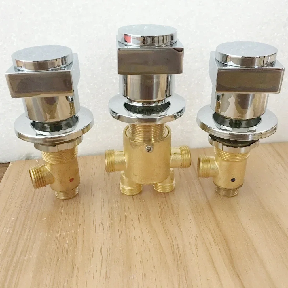 MTTUZK Hot and Cold Water Brass Massage Chrome Bathtub Faucet Bathroom Shower Cabin Faucet Shower Room 5 Hole Mixing Valve Taps 4