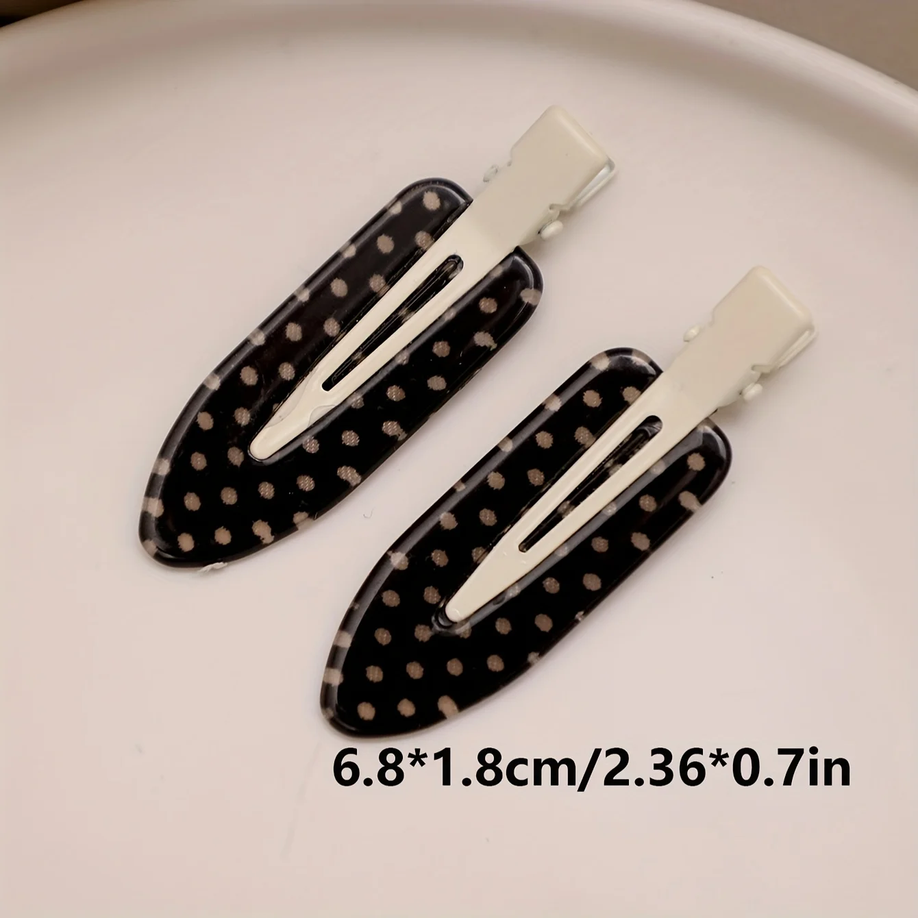 Elegant Black and White Polka Dot Acrylic Hair Clips – Minimalist Design, Secure Hold, Perfect