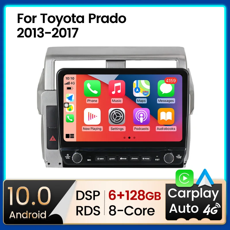 Автомобильный радиоприемник с большим экраном Android 10 для Toyota Land Cruiser Prado 150 2013-2017