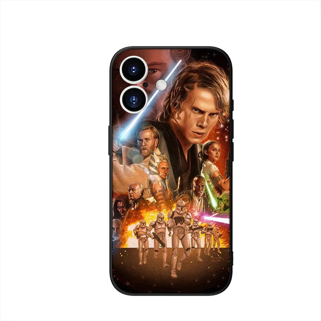 Starry Galaxy Wars Themed Phone Cover with Cute Characters