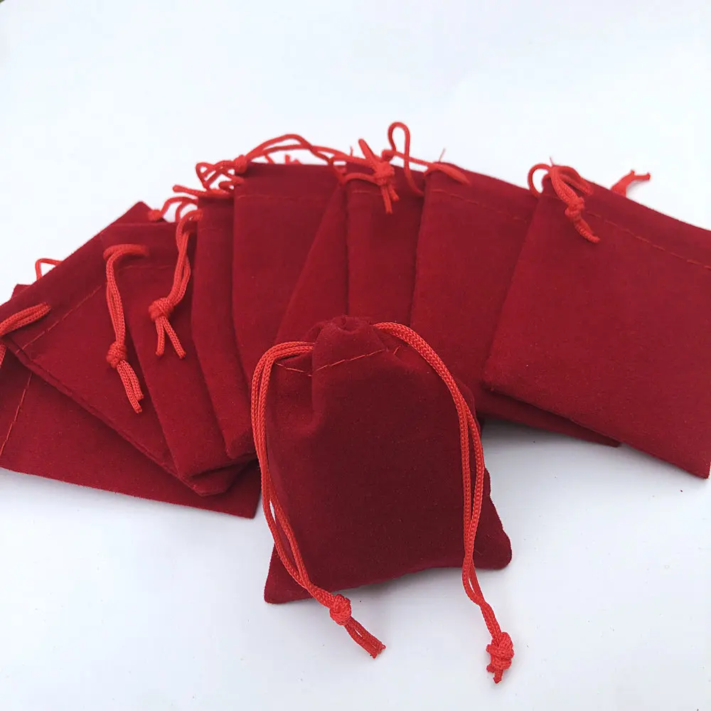 200 Pieces Velvet Dust Bag Black Multi-Color 10x12 Cm 7x9 Cm 5x7 Cm Drawstring Gift Packaging Small Jewelry Storage Bags