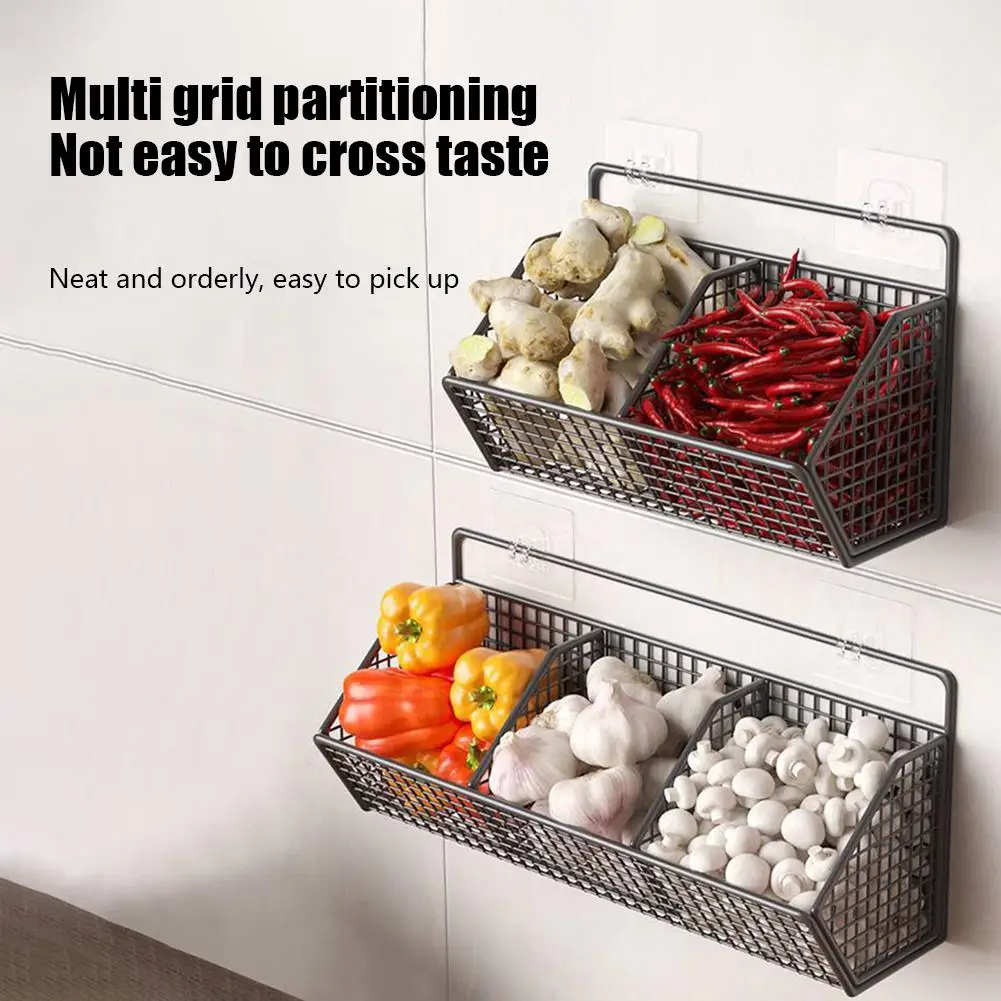 Hanging Storage Basket Kitchen Fruit Vegetable Plates Dishes Tray Non Perforated Grocery Holder Kitchen Wall Mount Storage Rack