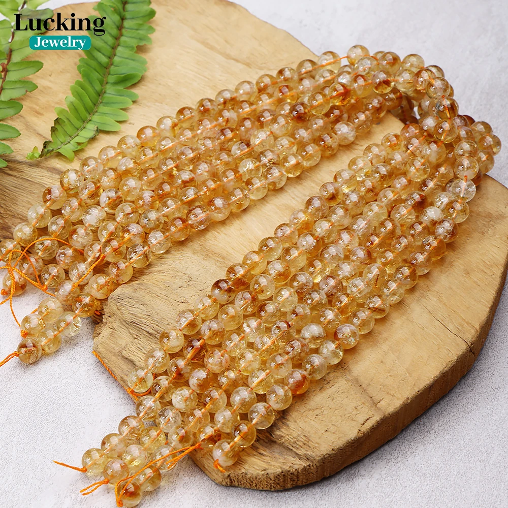100% Natural Golden Citrine Yellow Crystal Loose Beads For Jewelry Making Bracelet Necklace Accessories 15'' 4 6 8 10 12mm 6