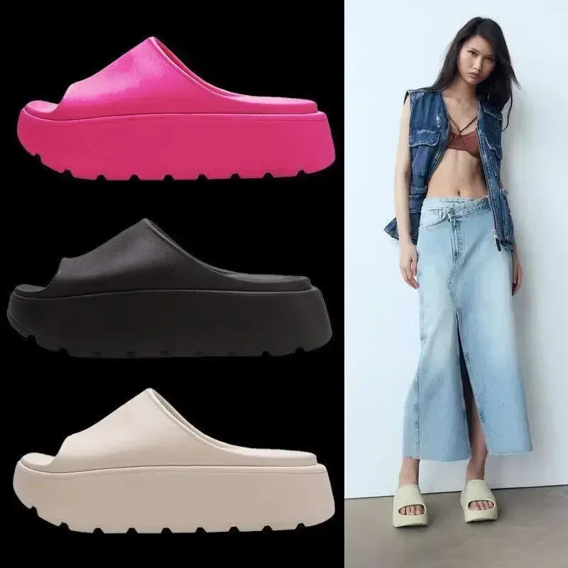

New Platform Sandals For Women Open Toe Summer Chunky Shoes Flatform Slip On Outdoor Indoor Slipper Sandals Summer Beach Roman
