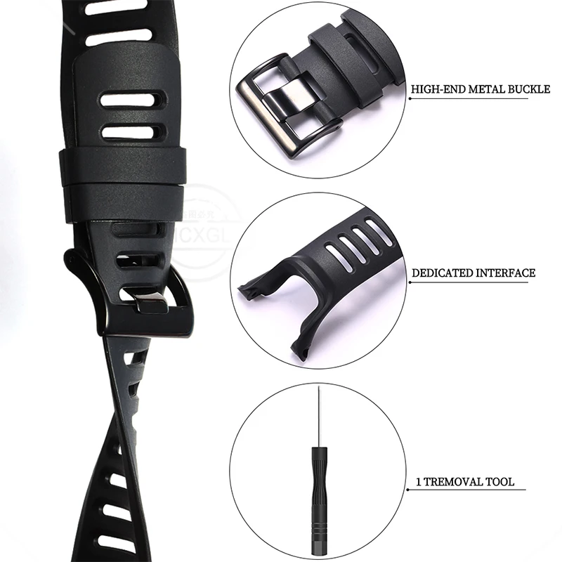 Durable Waterproof Silicone Replacement Watch Band with Rubber Strap