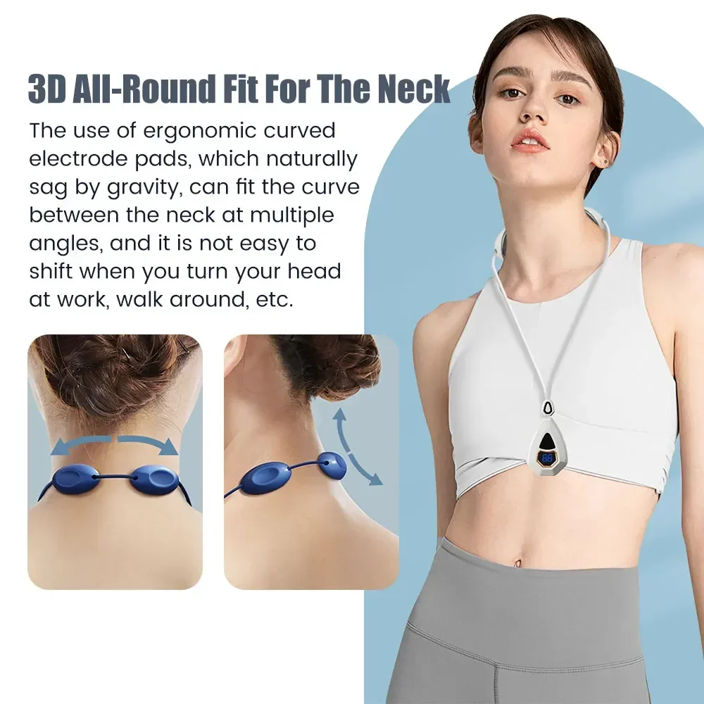 Smart Cervical Hanging Neck Massager EMS TENS Neck Back Lymphatic Relief Massager Pulse 3d Heat Shoulder Massager Tool