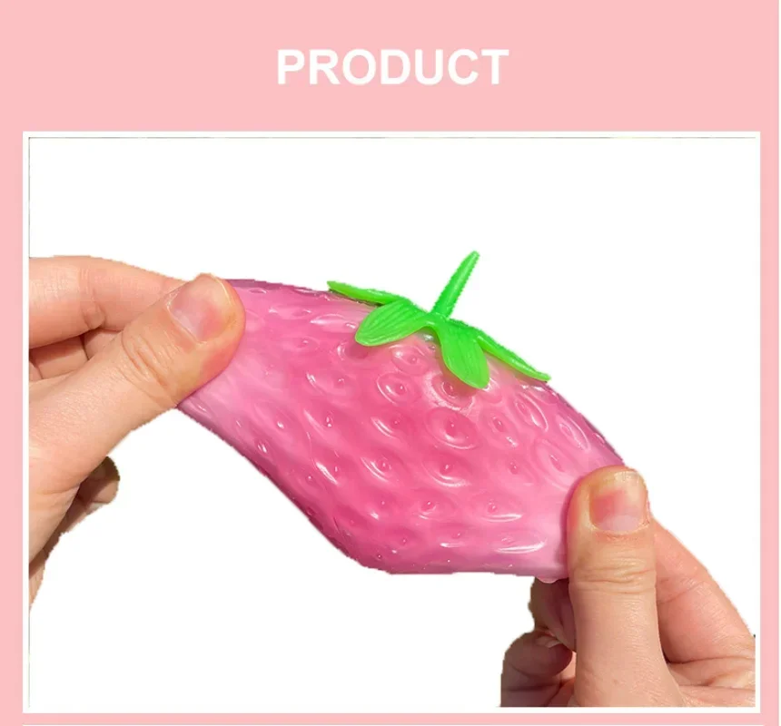 Simulated Color-changing Strawberry Squishy Kids Anti Stress Relief Ball Fidget Decompression Toys for Children Sensory Autism 4