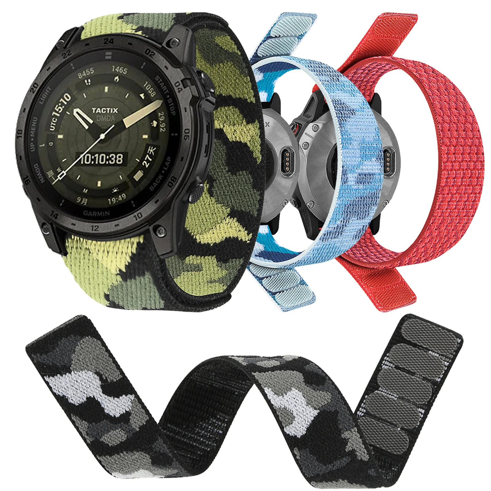 Cinturino In Nylon 26/22Mm Hook & Loop Per Garmin Tactix 7 Amoled Delta Bravo Band Per Garmin Fenix 7X 6 Pro 5 3 Braccialetto Sportivo All'Aperto