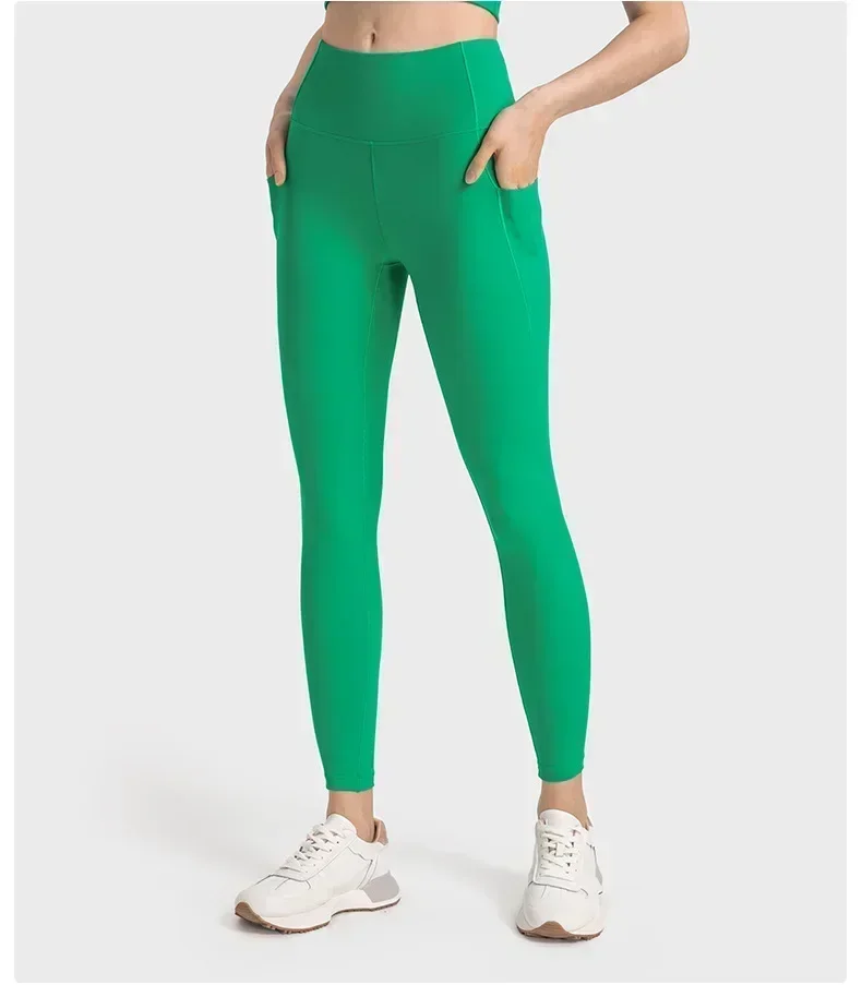 

LuluLogo Align High Waist Hip Lift Yoga pants Nude Fabric with Pockets Sports Leggings Fitness Running Trousers Women Sportswear