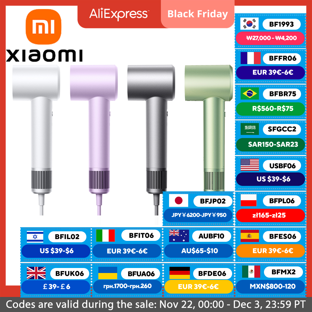 XIAOMI MIJIA High Speed Hair Dryer H501 Negative Ion Hair Care 110000 Rpm Dry 220V CN Version (With EU Adapter) 62m/s wind speed