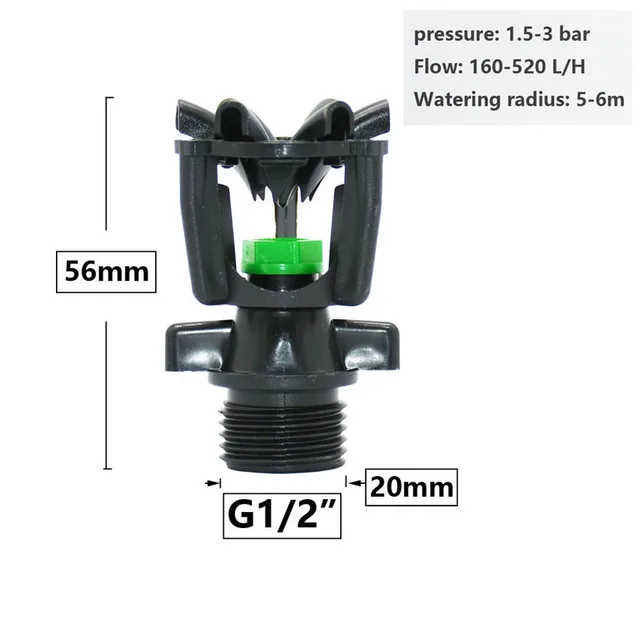 360 Degree Rotating Jet Sprinklers Double Outlet Rocker Nozzles1/2" Male Thread For Garden Farm Lawn Irrigation 5