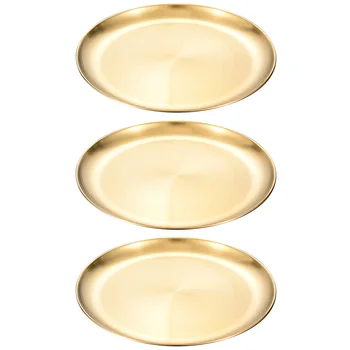 스테인레스 스틸 골드 빈티지 스시 저녁 식사 접시, 한국 스타일 접시, 3 개 플레이트