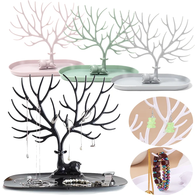 Deer Jewelry Display Stand Earrings Necklace Ring Jewelry Display Tray Tree Storage Racks Organizer Holder Make Up Decoration