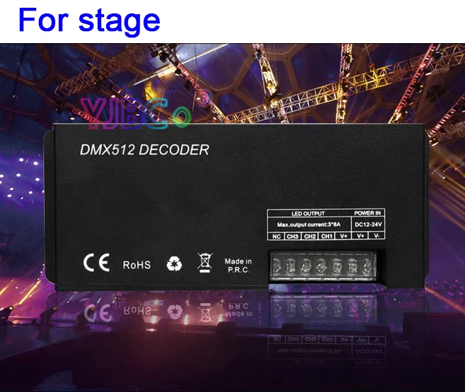 Description Picture 5 of itemDC 12V 24V High Power 3CH 4CH DMX 512 Decoder RGB RGBW LED Strip Controller DMX to PWM LED Modules Engineering DMX Light Dimmer