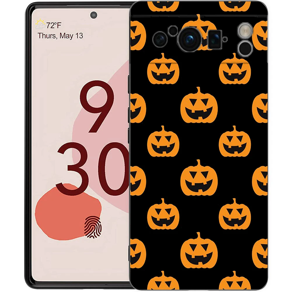 Autumn Fox Pumpkin Halloween Themed Shockproof Phone Case – Soft Silicone Black Cover