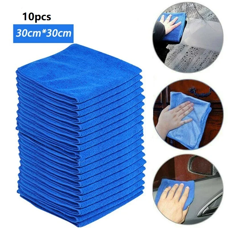 

10pcs Microfiber Car Cleaning Towel Automobile Motorcycle Washing Glass Household Cleaning Small Towel