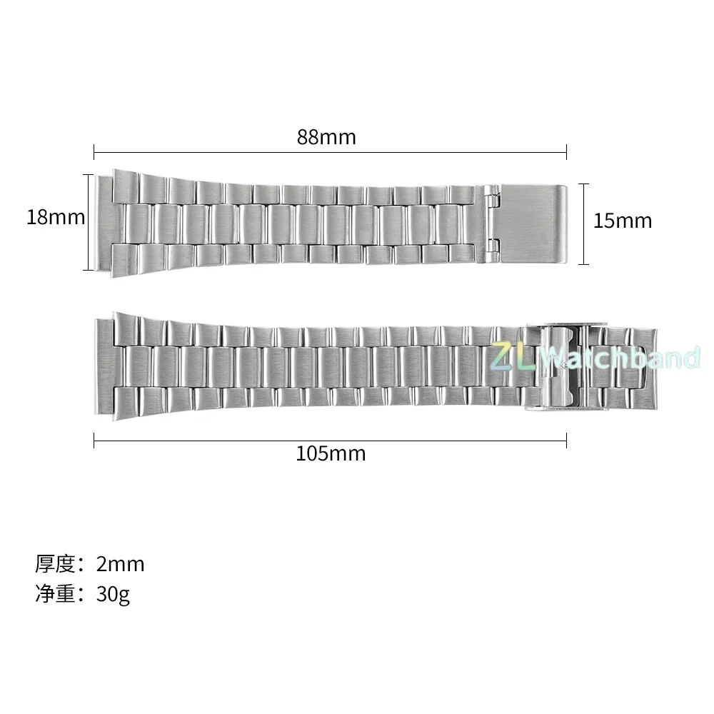Stainless Steel Watch Strap - Premium Replacement Metal Band, 18mm