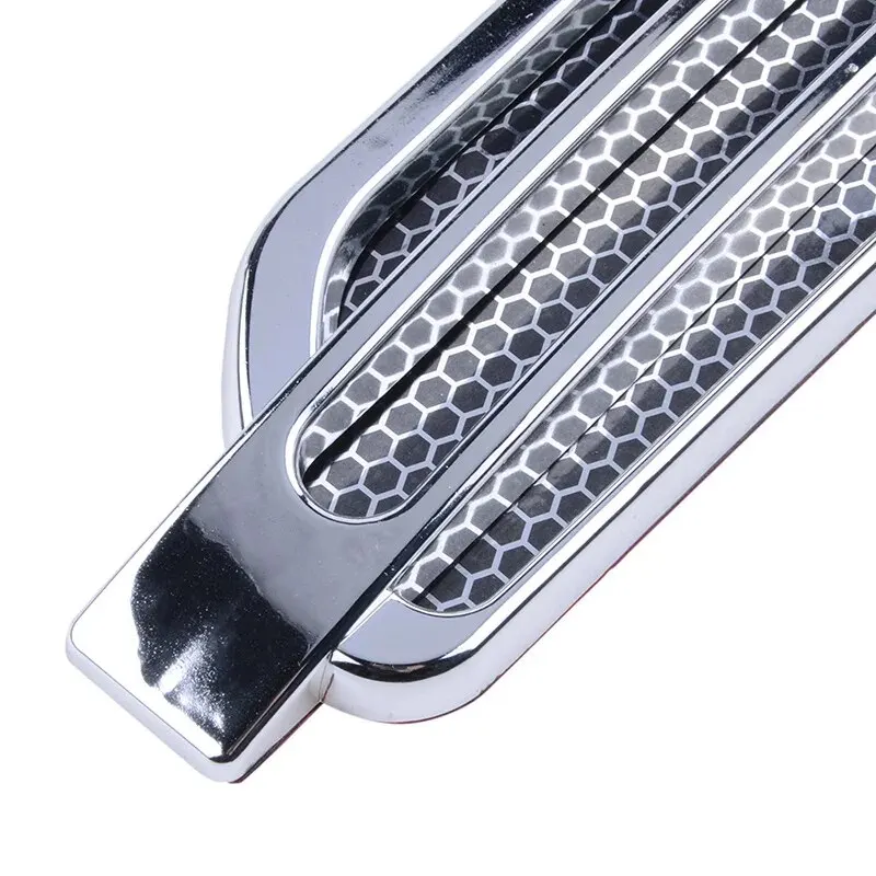1pair Car Fender Stickers Air Flow Spoiler Racing Intake Grille Trim Chrome Decorative Automobile Accessories car body trim accessories