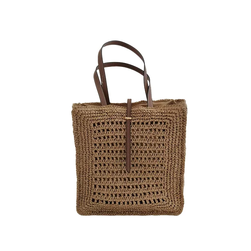 Summer Large Capacity Tote Bag Women Shoulder  Handmade Woven Fresh Rural Handheld Grass Woven Women Bag