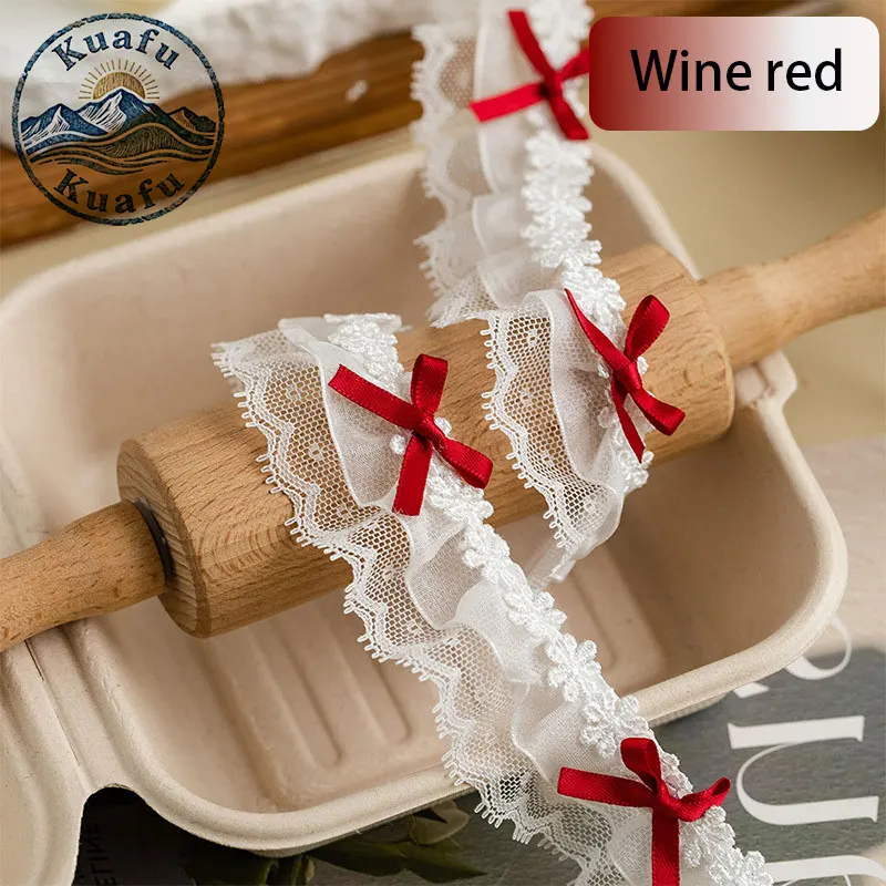Elegant Bow Pleated Lace Ruffle Ribbon for DIY Crafts and Sewing Projects