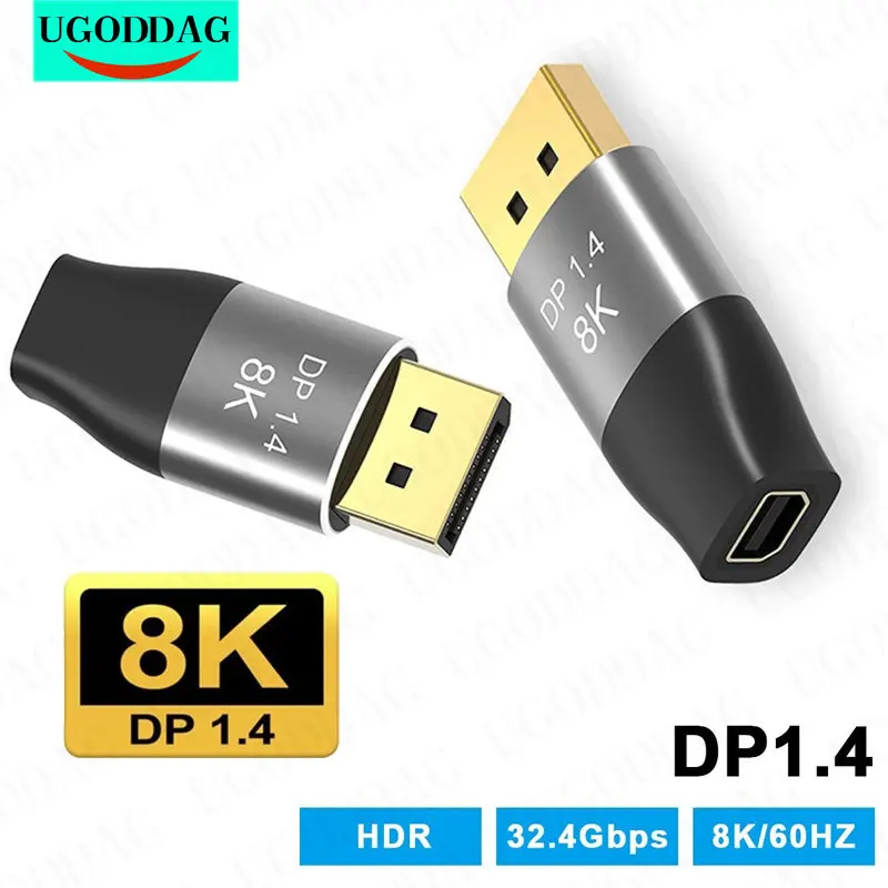 Convertitore Accoppiatore Adattatore Displayport Mini Dp 8K 8K @ 60Hz 4K @ 144Hz, Estensore Da Dp A Mini Dp Bidirezionale Per Display Mac Cinema