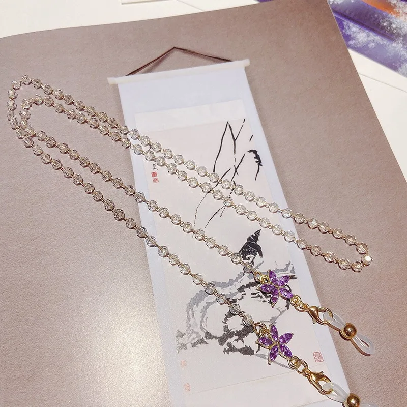 Flower Water Diamond Bead Glasses Chain Anti Slip Glasses Chain Mask Anti Slip Hanging Rope Women'S Gift Eyewear Accessories