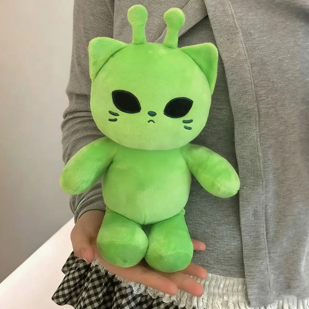 초극세사 외계인 고양이 인형 30cm 사이즈 귀여운 디자인 부드러운 봉제인형 부드러운 녹색 색상 봉제 쿠션 생일 선물