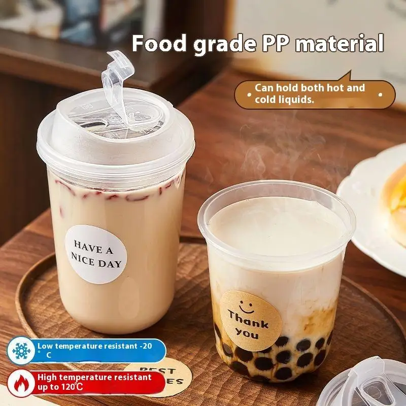 SUSU 10-Pack Disposable Sip-Lid Cold Drink Cups