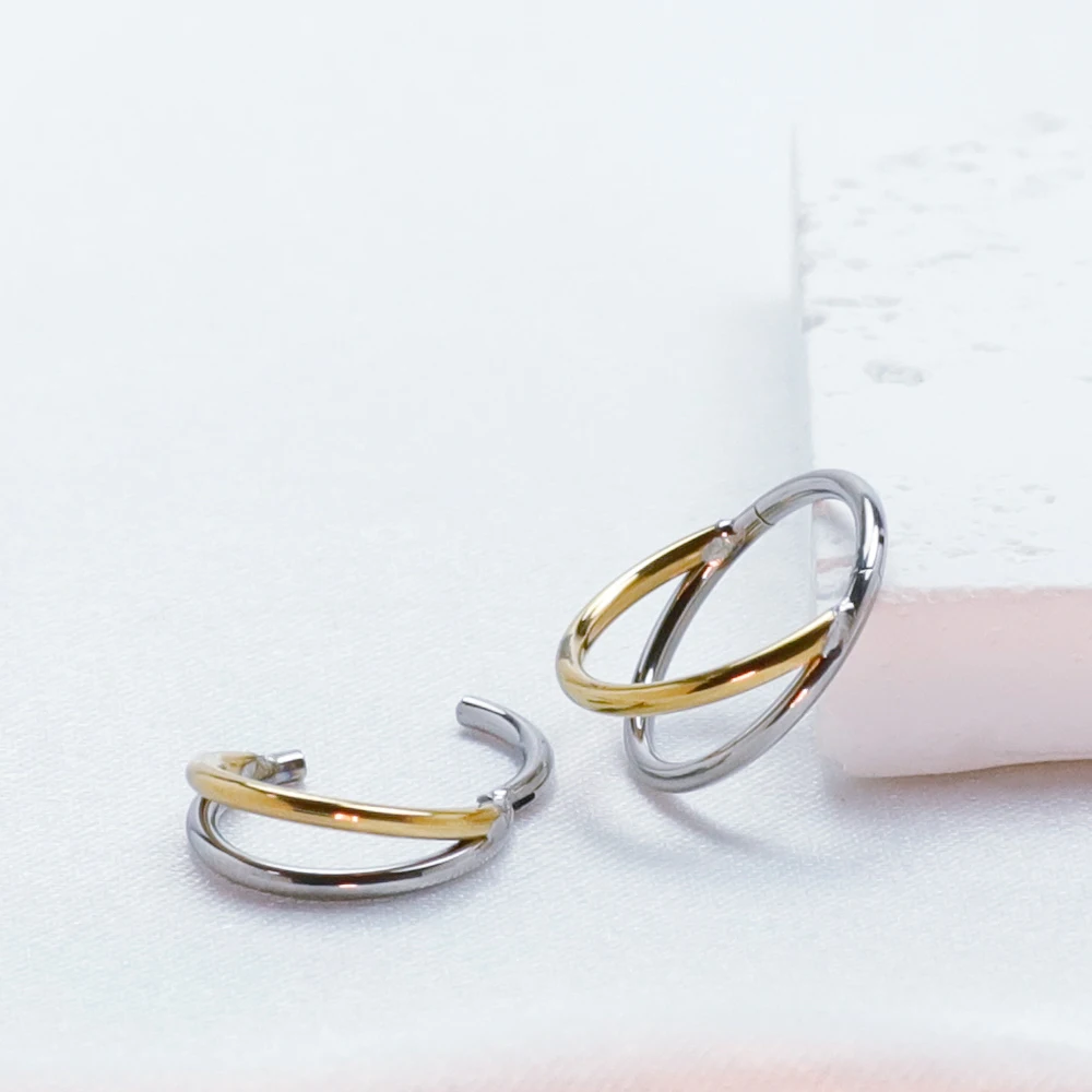 Septum Piercing Nose Rings F136 Titanium Earrings Hinged Segment Double Color Cartilage Circular 16G Tragus Unisex Body Jewelry_voghion.com
