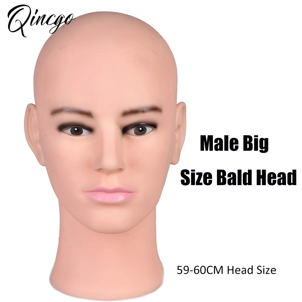 60CM Head Size Bald Male Mannequin Head Professional Cosmetology Manikin Display Model For Wig Making, Display Hat Helmet