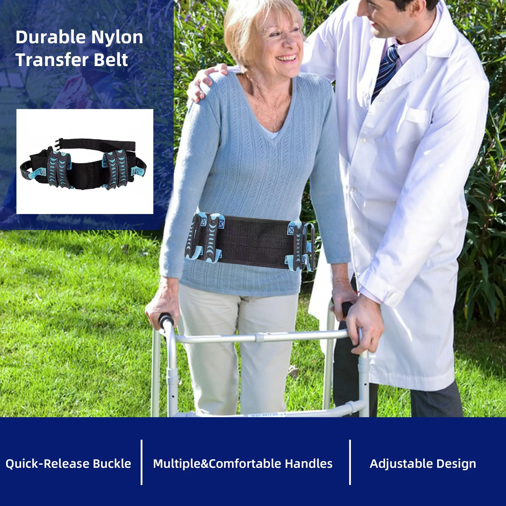 Adjustable Transfer and Walking Gait Belt with 6 Handles for Patient Care,Standing Assist Aid for Bariatric,Elderly,Handicap lumbar support belt back brace waist support belt back support belt weightlifting belt waist shaping belt waist trainer belt back posture corrector weightlifting waist belt