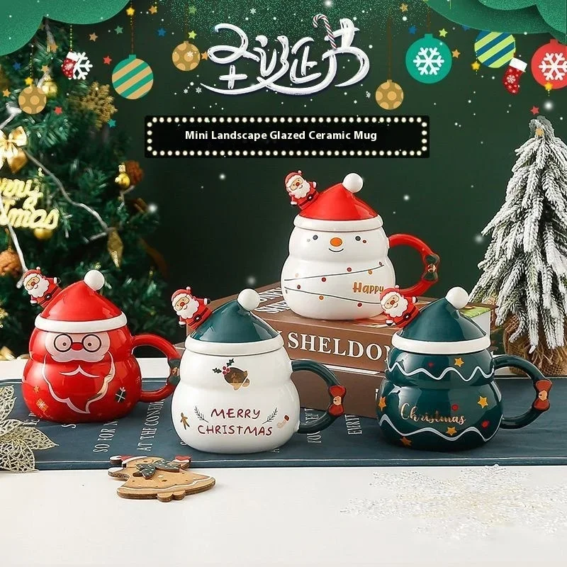 2025 Hot Christmas Ceramic Mug Large Capacity Nordic Style Snowman Santa Tree Creative Gift for Holiday Season Gift Box Set LIJI