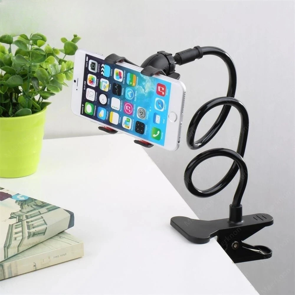Long Arm Gooseneck Lazy Person Bracket Mobile Phone Clamp Bracket Flexible With Handle Lazy Bedside Desktop Overhead Live Stand