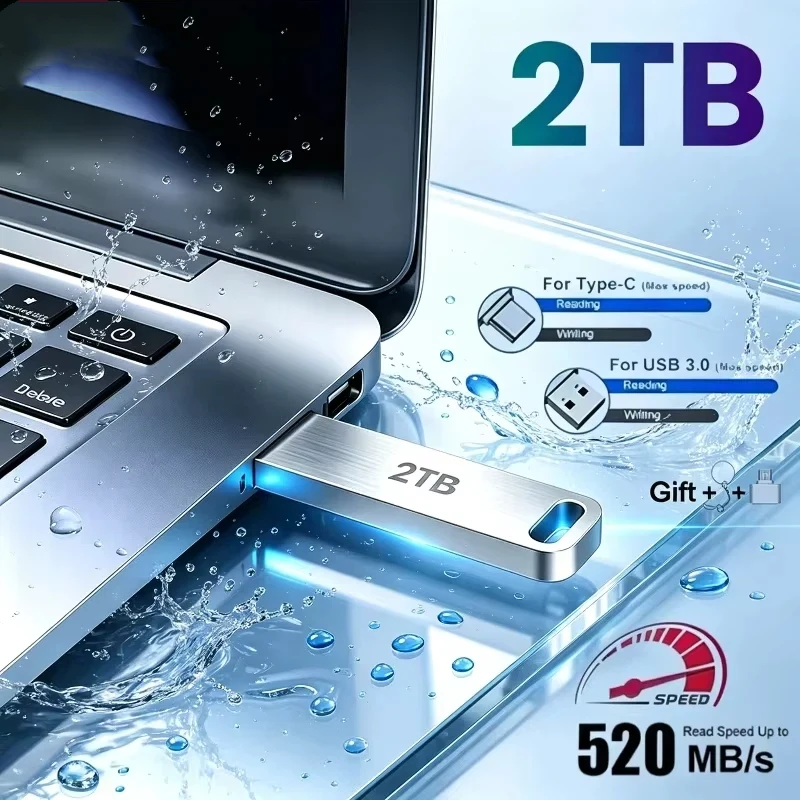Ultra-Speed Waterproof Metal Flash Drive - High-Capacity Portable USB Storage