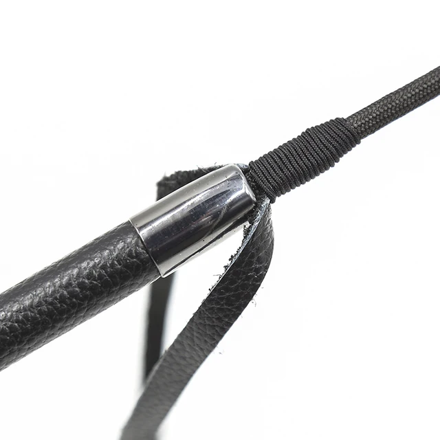 Genuine Leather Long Straight Whip, Riding Crop Flogger, Black Leather Handle Paddle, Slapper Horse Training, 55cm 4