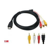 Brand New 1.5m Video Audio AV Cable HDMI-compatible Male To 3 RCA  Adapter Stereo Converter Component For TV HDTV DV DVD PC - Image 2