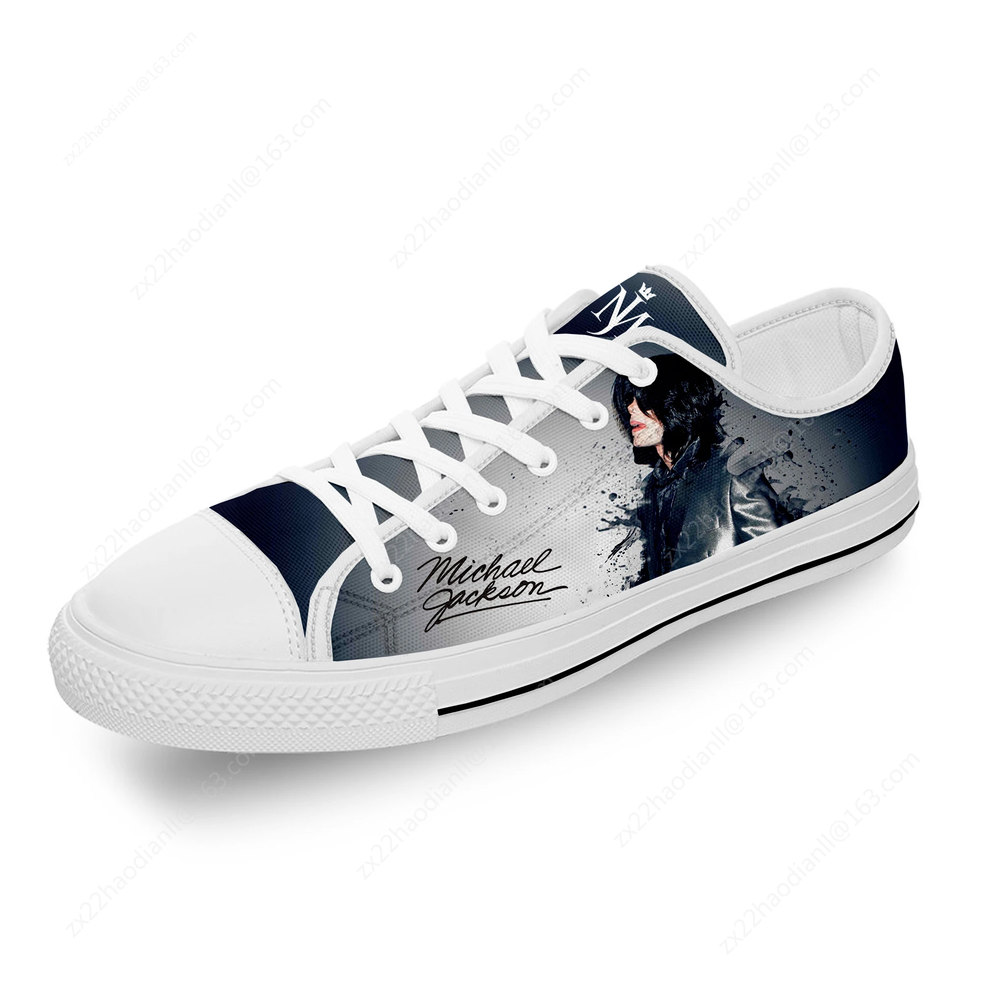 Michael Jackson Cool Funny White Cloth 3D Print Low Top Canvas Fashion Funny Shoes Men Women Lightweight Breathable Sneakers